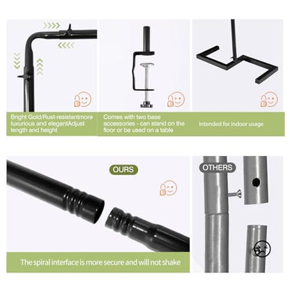 Square Backdrop Stand, 8.2FT Black Wedding Arch, Heavy Duty Balloon Arch Stand, Over The Table Rod Stand with Clamps, Adjustable Photo Booth Background, Backdrop Frame for Valentines Day Party - color: Matte Black