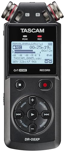 TASCAM DR-05XP 32-Bit Float Portable Handheld Field Recorder and USB-C Audio Interface — Digital Stereo Recording of Music, Sound, Voice, Audio for Video and Podcasting