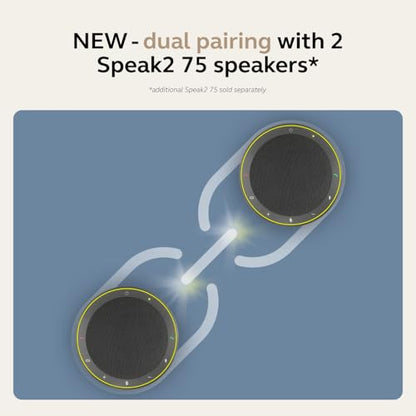 Jabra Speak2 75 (2025 Edition) Wireless Bluetooth Speakerphone - 4 Noise-Cancelling Mics, 65mm Speakers - New Linking Feature - USB-A & USB-C Adapter - Certified for Microsoft Teams - Dark Grey - size: Bluetooth Only, style: Teams Certified