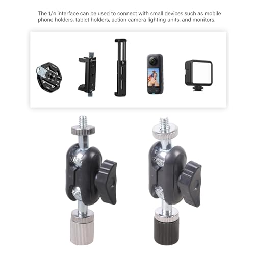 Aluminum Alloy 16mm Ballhead 1/4" Screw Miniature Ball Head Adapter for DSLR Camera Tripod Mount 360rotatable Design Compactly Size Camera Ball Head - color: Silver