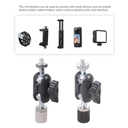 Aluminum Alloy 16mm Ballhead 1/4" Screw Miniature Ball Head Adapter for DSLR Camera Tripod Mount 360rotatable Design Compactly Size Camera Ball Head - color: Silver