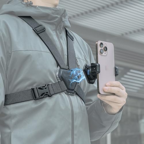 Phone Chest Mount Harness Strap Cell Phone Holder Mount for Video Recording Bike/Kayak/Fishing/Skateboard POV/VLOG for iPhone 17/16/15/14/13 Pro Max, Samsung and More