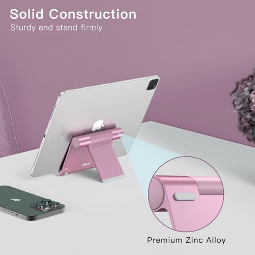 JETech Tablet Stand, Adjustable Portable Desktop Holder, Foldable Dock for iPad/iPad Pro/Air/Mini, Galaxy Tab A8/A7 Lite/A7/S8/S7, Kindle, Tab/Phones(4-11"), Rose Gold - color: Rose Gold