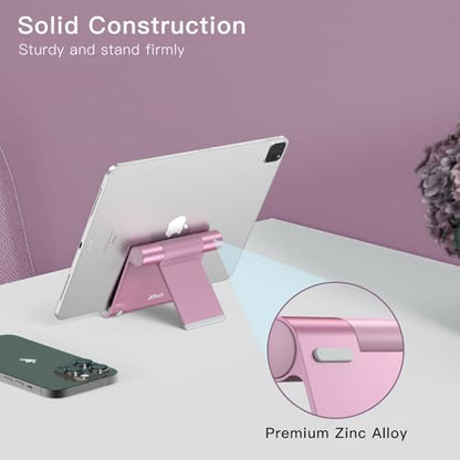JETech Tablet Stand, Adjustable Portable Desktop Holder, Foldable Dock for iPad/iPad Pro/Air/Mini, Galaxy Tab A8/A7 Lite/A7/S8/S7, Kindle, Tab/Phones(4-11"), Rose Gold - color: Rose Gold