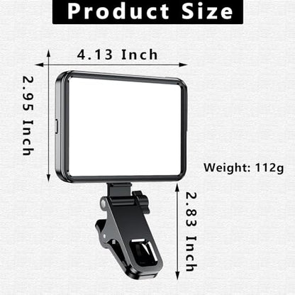 Rechargeable Soft Selfie Light for Phone, Camera, Laptop, 4-14H Battery Portable LED Light for Pictures, Phone Light Clip for Selfie, Vlog, TikTok, Makeup, Video Conference Black