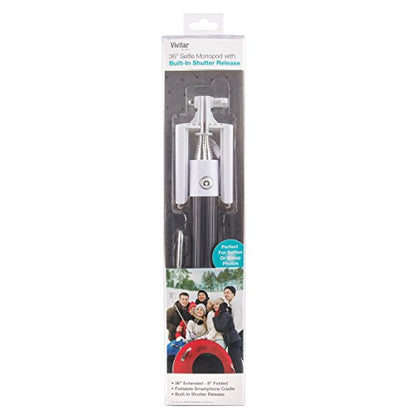 Vivitar Selfie Stick with Aux-in Wired Shutter Release (Black) - color: Black