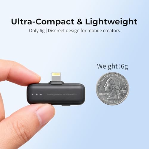 SMALLRIG S70 Mic Lightning Wireless Receiver S70RX-L for iPhone/for iPad, Professionally Tuned by Grammy Winner for Broadcast-Quality Sound in Vlogging, Live Streaming & Content Creation (Black) - color: Black