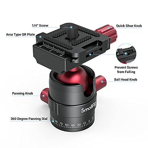 SmallRig 360 Rotating Panoramic Tripod Ball Head, Max Load 5kg / 11lbs | 360 Ballhead with 1/4 inch Quick Shoe Plate, for Tripod Monopod Slider DSLR Camera Camcorder