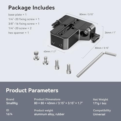 SMALLRIG Camera Base Plate with 15mm LWS Rod Rail Clamp, Baseplate for Sony A6500 A6600 A6300, for Canon R5 R6, for Sony A7SIII / A7III, Both for Cameras & Cages - style: Base Plate