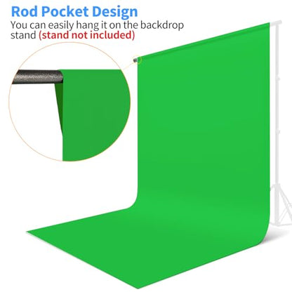 Hemmotop Chromakey Green Screen Backdrop 5x7ft | Pure Green Polyester, Perfect for Streamig YouTube Gaming Zoom, Convenient Rod Pocket, Steam Iron Removes Creases, Washable - color: Green, size: 5x7ft