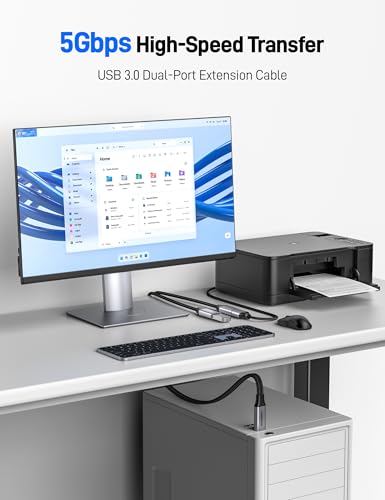 3.3Ft USB 3.0 Male to Dual USB Female Splitter Cable, A Male to 2 Female Extension Cable Support Charging and Data Transfer for Mac, Xbox. - size: 3.3FT