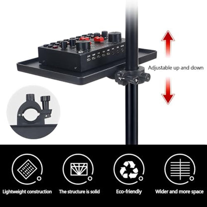 Microphone Stand Tray, Microphone Stand Clamp-On Rack Tray Holder, Universal Sound Card Tray for Live Streaming - size: Small