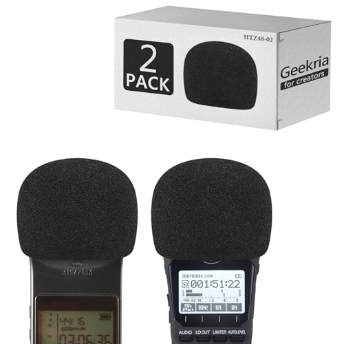 Geekria for Creators Foam Windscreen Compatible with Zoom H1, H1n Handy Recorder, Mic Wind Cover, Sponge Foam Filter, Portable Digital Recorder (Black / 2 Pack) - size: H1