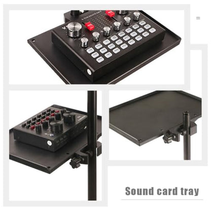 Ciieeo 2pcs Microphone Stand Tray Portable Sound Card Holder Clamp for Home Studio Stage and Streaming Use