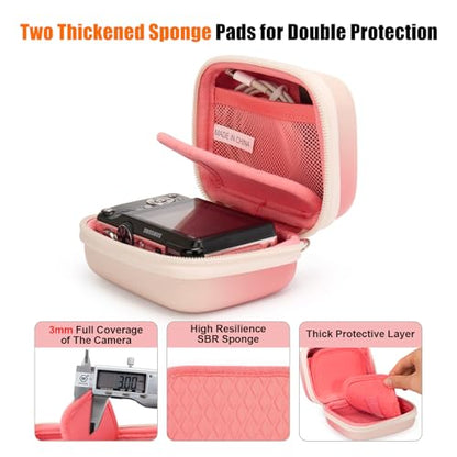 Cwatcun Digital Camera Case, Small Camera Pouch Carrying & Protective Case for AbergBest 2.7" LCD Kodak Pixpro/Canon PowerShot ELPH 180/190 / DSCW830 Travel Cameras, Waterproof Shockproof Case, Pink - color: Pink