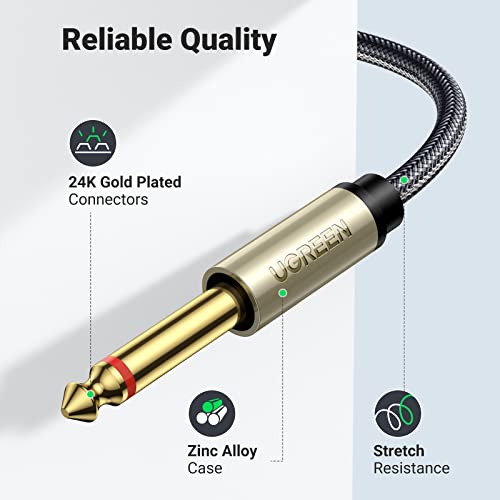 UGREEN 1/8 to 1/4 Stereo Cable 3.5mm TRS to Dual 6.35mm 1/4 TS Mono Y Splitter Audio Cord Adapter Compatible with iPhone, PC, Computer Sound Card, Mixer, Multimedia Speaker, Home Stereo System 3.3FT - size: 3.3FT