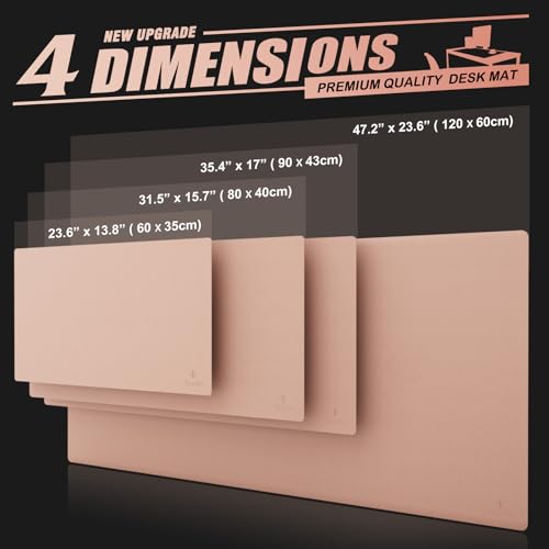 K KNODEL Large Office Leather Desk Mat, Mouse and Keyboard Pad, Computer and Laptop Mat, Desktop Protector and Cover, Writing Pad and Blotter (31.5"x15.7", Pink) - color: Pink, size: 31.5" x 15.7"