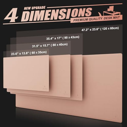 K KNODEL Large Office Leather Desk Mat, Mouse and Keyboard Pad, Computer and Laptop Mat, Desktop Protector and Cover, Writing Pad and Blotter (31.5"x15.7", Pink) - color: Pink, size: 31.5" x 15.7"