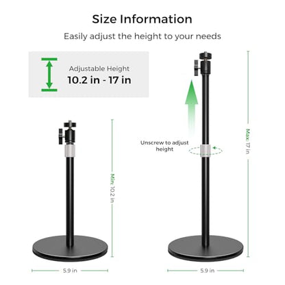 NearStream Webcam Stand for Desk with Round Weighted Base, Aluminum Desktop Stand with 360° Ballhead,10.2-17’’ Adjustable Height, Mount for Webcam/Mic/Light with 1/4" Thread, Max Load 3LB (AW-CZS-01)