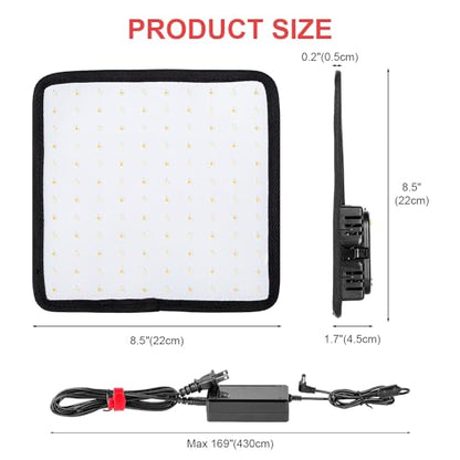 Fomito Foldable Flexible LED Video Light Panel, Dimmable On-Camera Soft Lighting,2500K-6500K CRI95, Splash-Proof for Studio Photography, Video Recording, Live Streaming, RX-8TDs Kit - size: 2500K-6500K