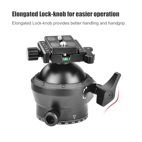 70mm Low Profile Tripod Ball Head,Ballhead for Hunting,Load 88.2lb(40KG), 2523