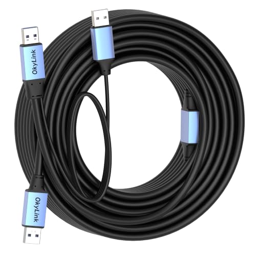 OkyLink Active USB 3.0 Data Cable A to A, Male to Male 5Gbps, 50ft | 15M, 3.2 Gen 1, With power cable and repeater, for Industrial Automation and CCTV System - color: USB3.0(5Gbps), size: 50ft (15m)