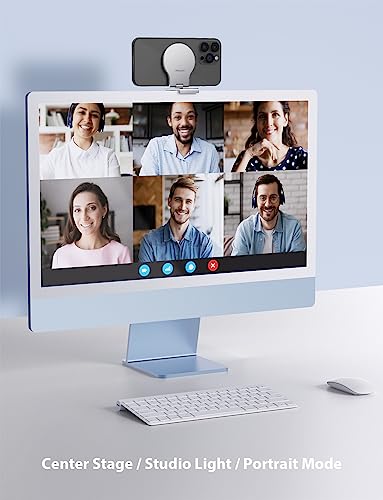 Stouchi Continuity Camera Mount for iMac, Desktop Monitor Compatible iPhone Webcam Mount with Mag-Safe - color: Silver