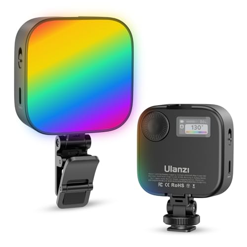 ULANZI U60 RGB Video Lights Black LED Camera Light 360° Full Color Portable Photography Lighting w Quick Release Cold Shoe Adapter and Clip, 2500mAh Rechargeable CRI 95+ 2500-9000K Dimmable Panel Lamp - color: Black, size: U60 RGB