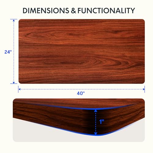 FLEXISPOT Whole Piece 40"x24" Desktop 1" Thickness Height Adjustable Desk Rectangular Tabletop Mahogany Board (42INCH Mahogany Top) - color: Mahogany, size: 40x24"