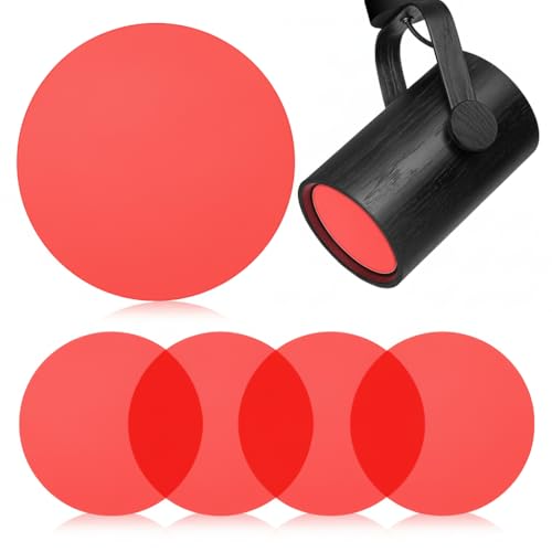 SHINEOFI 5pcs 10cm Dimming Diffuser Film Ambient Lighting Gel Warm Color Filters Round Light Diffuser Film Sheet for Led Ceiling Spotlight, Video Light, Red - color: Red
