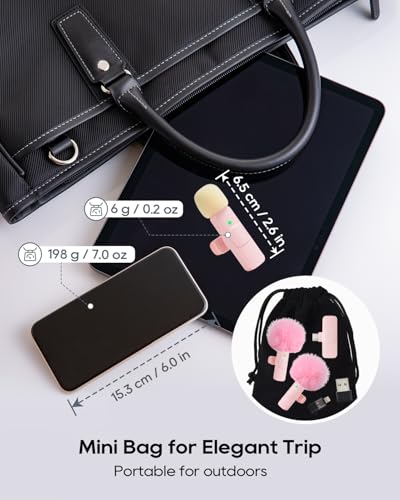 USB C Phone Microphone for iphone Android Tablet ipad PC Wireless Lavalier Mini Mic for Content Creator Video Recording Vlogging Youtube Tiktok Podcast Interview Usbc Microphones Small Mics Pink