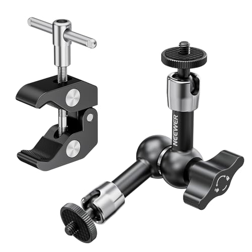 NEEWER 6"/15cm Adjustable Magic Arm with Super Clamp, 1/4" & 3/8" Threads, 1/4" Screws for Flash/LED Light/Microphone/Monitor, Compatible with SmallRig Camera Cage, Max Load: 4.4lb/2kg, ST15C - style: 6"/15cm w/Clamp