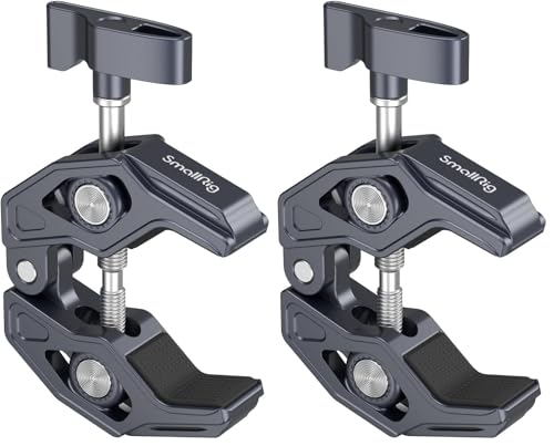 SMALLRIG Crab-Shaped Super Clamp, Camera Mount, 1/4"-20, 3/8"-16 Threaded Holes, 7.7lbs/3.5kg Payload, Compatible with Cameras, Monitors, LED Lights, etc. (Pack of 2) - size: Small (Pack of 2)