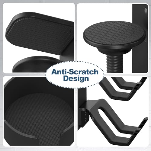 4 in 1 Desk Cup Holder with Headphone Hanger and Controller Stand Gaming Accessories, Universal Adjustable & Rotating Upgraded Arm Clamp for Coffee Mugs, Water Bottles, Headphones, Controller.