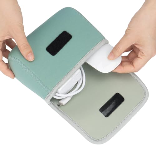 LENTION Mint Green Neoprene Tech Pouch, Portable Travel Organizer for MacBook Power Adapter, Power Bank, Charger, Cable & Small Electronics - color: Mint Green