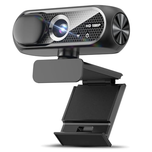 1080P HD Webcam with Microphone, Noise Cancellation, Privacy Cover, Plug & Play USB Webcam for Laptop, Desktop, PC, Mac, Zoom, Skype, Streaming (Frosted Black)