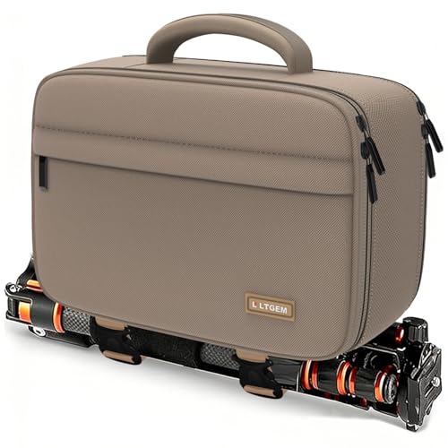 LTGEM Camera Bag Compatible with Canon/Sony/Nikon DSLR Camera, Camera Sling Bag Double-sided Opening for Travel, with Tripod Strap, Shoulder Strap and 6 Divider(Beige) - color: Beige