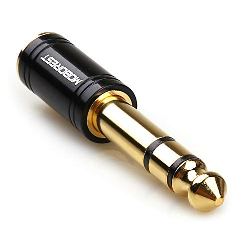MOBOREST 1/4'' (6.35mm) Male TRS Plug to 1/8'' (3.5mm) Female Socket Stereo Audio Jack Pure Copper Adapter for Headphone, Amp, Adapte - Black 1PCS - color: BLACK-1PCS