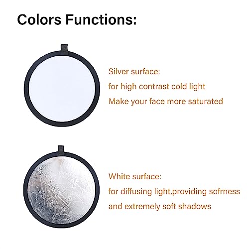 MDRTIRIM 2 in 1 Light Reflectors Board Folding Portable Photographic Equipment Photography Shooting Filler Board 12" (30cm) Indoor and Outdoor Fill Light Reflection
