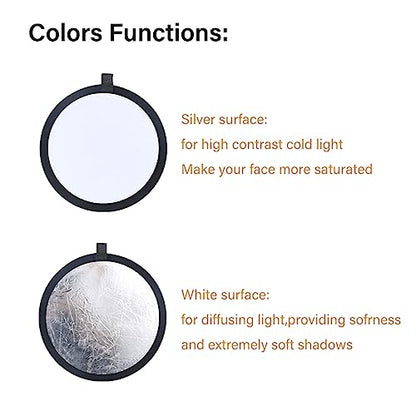 MDRTIRIM 2 in 1 Light Reflectors Board Folding Portable Photographic Equipment Photography Shooting Filler Board 12" (30cm) Indoor and Outdoor Fill Light Reflection