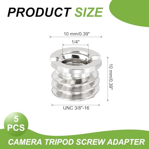 PATIKIL 1/4" Female to 3/8" Male Convert Screws Adapter, 5 Pcs Tripod Thread Adapter Mount for Camera Monopod Video DSLR SLR Mic Stand, Silver