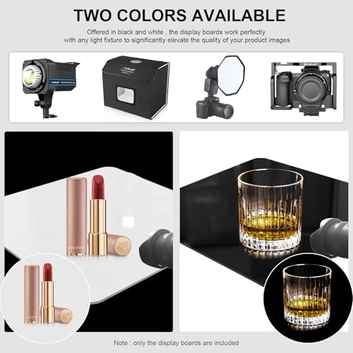 PULUZ 16 x 16 Inch Acrylic Poster Boards for Photography, Square White & Black Reflective Display Table Riser Backdrops for Professional Product Photography and Table Top Photography Shooting - size: 16*16 Inch