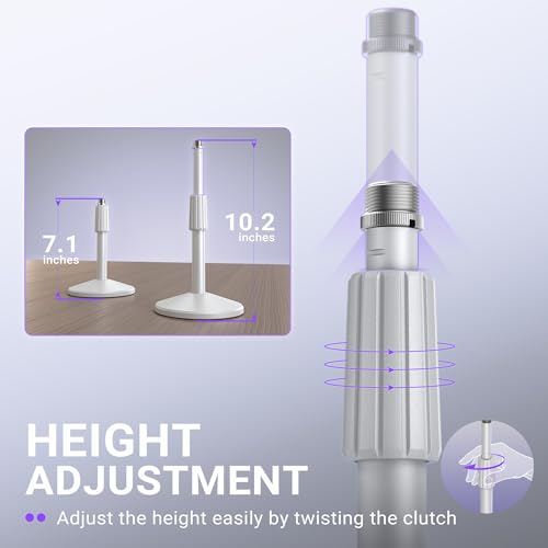 FIFINE Desktop Height-Adjustable Microphone Stand, Heavy-duty Metal Tabletop Mic Stand with Weighted Anti-Slip Slope-base, 3/8'' to 5/8'' Screw Adapter for AM8W/K688W,Podcast, Streaming, Gaming-BS2W - color: white