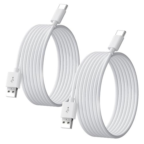 2PCS 16.4FT/5M USB to USB C Cable, Type C Power Cord for Home Security Cameras, Power Charging and Data Transfer Cable for Phones Carplay Tablets Switch Pro Controller and More USB C Devices-White - color: White, size: 16.4ft/5m*2