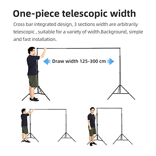 AMBITFUL Photo Backdrop Stand Kit, 9.19ft Support Stand with 9.8 x 19 ft Polyester Backdrop (Black/White/Green), Adjustable Background System for Portrait, Product Photography, Wedding, Video Shooting