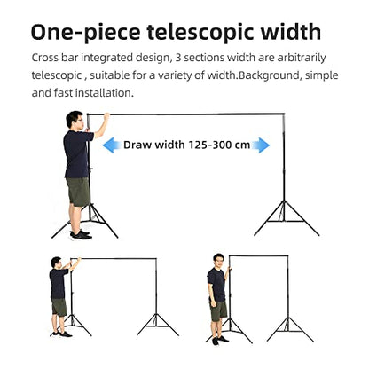 AMBITFUL Photo Backdrop Stand Kit, 9.19ft Support Stand with 9.8 x 19 ft Polyester Backdrop (Black/White/Green), Adjustable Background System for Portrait, Product Photography, Wedding, Video Shooting