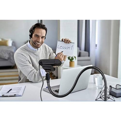 Webcam Stand Phone Holder 27" Adjustable Gooseneck Desktop Camera Desk Guard Clamp Mount for All Cellphones, Logitech Webcam C925e C922 C930e C930 C920 C615, Etc. (1/4" Threaded, Two-way Clamp) - style: Two-way Clamp (Webcam Phone Stand)