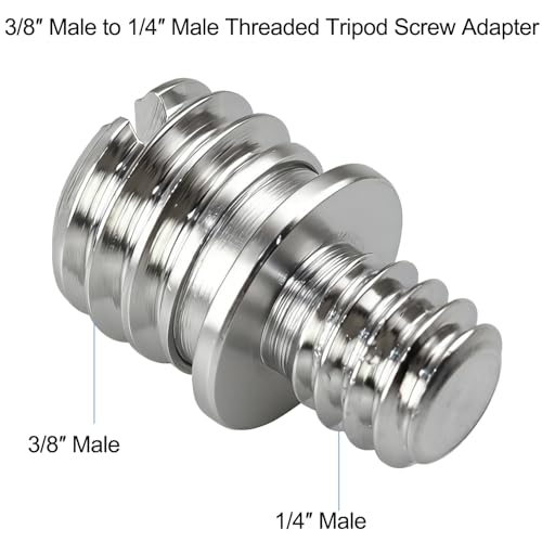 4PCS Stainless Steel 1/4-20 Male to 3/8-16 Male Double Male Thread Adapter Camera Screw Converter with Slotted Head for Tripod Monopod Ball Head Camera Mount - size: 1/4-20 male to 3/8-16 male