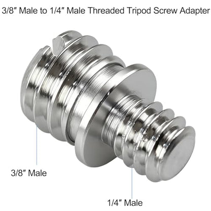 4PCS Stainless Steel 1/4-20 Male to 3/8-16 Male Double Male Thread Adapter Camera Screw Converter with Slotted Head for Tripod Monopod Ball Head Camera Mount - size: 1/4-20 male to 3/8-16 male