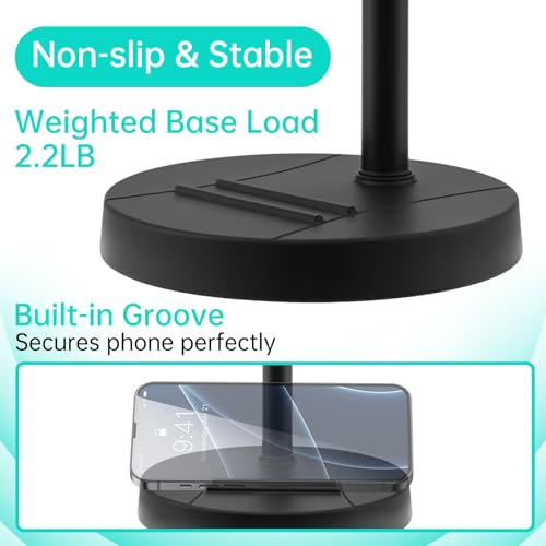 Desk Mic Stand 1/4 inch Thread Adjustable Table Mic Stand Multi-Use Desk Webcam Cell Phone Mount for Camera Ring Light Holder Microphone Clip on Table with Microphone Clip, Cell Phone Clip